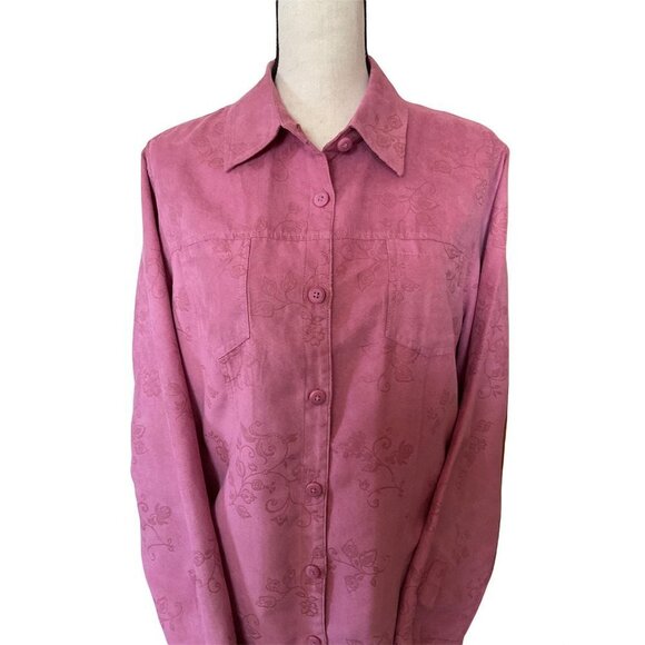 Craft & Barrow floral suede texture lightweight pink jacket women size L - Picture 2 of 11